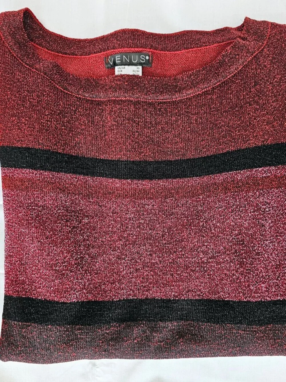 ✨Like New✨ Venus Long-Sleeved Striped Shimmer Lightweight Sweater, Size XS - Picture 7 of 9